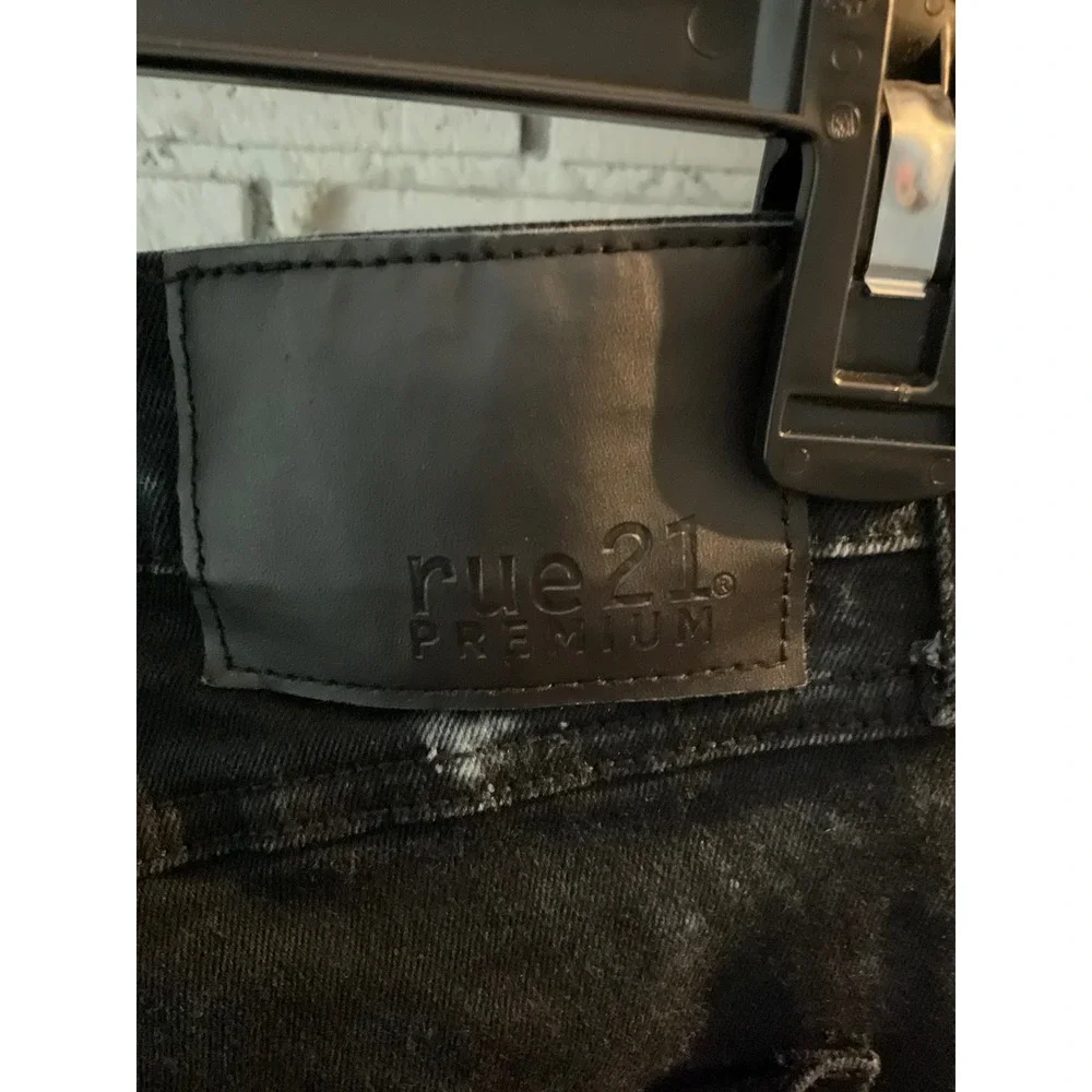 Rue21 Premium Supreme Flex Skinny Jeans Mens 32x34 Black White Acid Wash Bleach